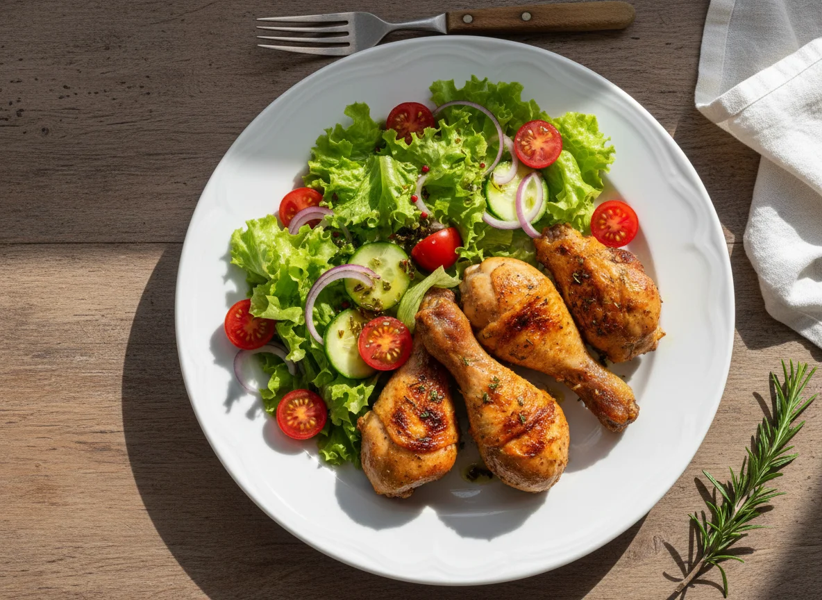 Frango assado com salada photo