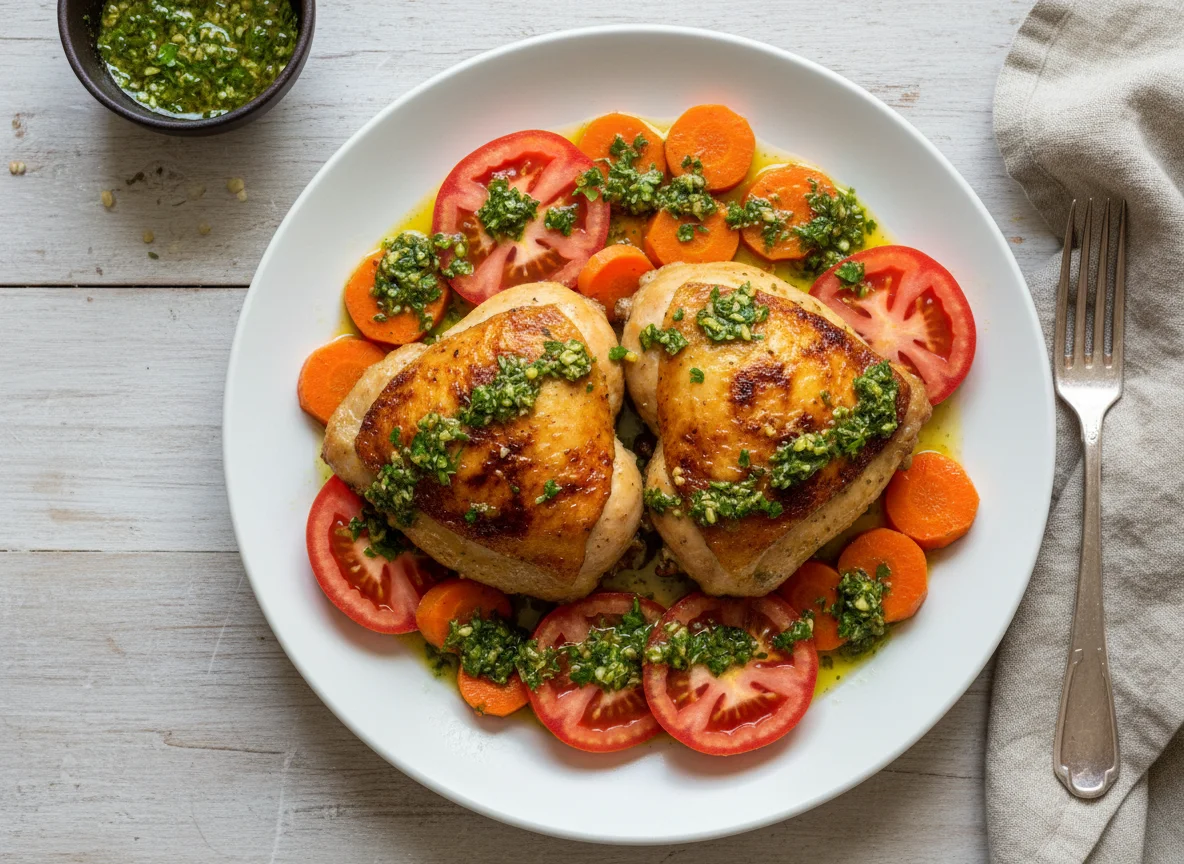 Frango assado com tomate e cenoura photo