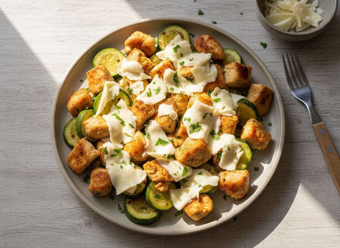 Frango com abobrinha e queijo photo