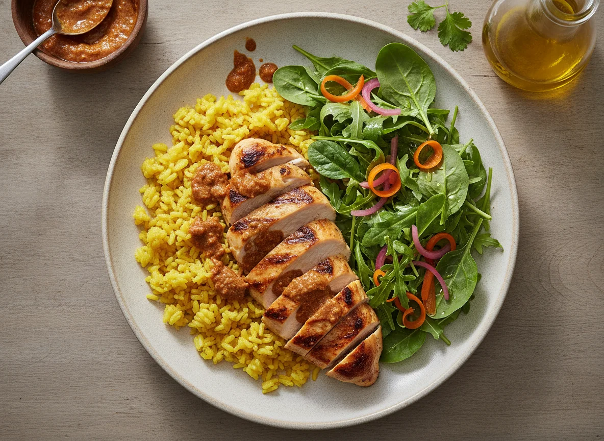 Frango com Arroz Amarelo e Salada photo