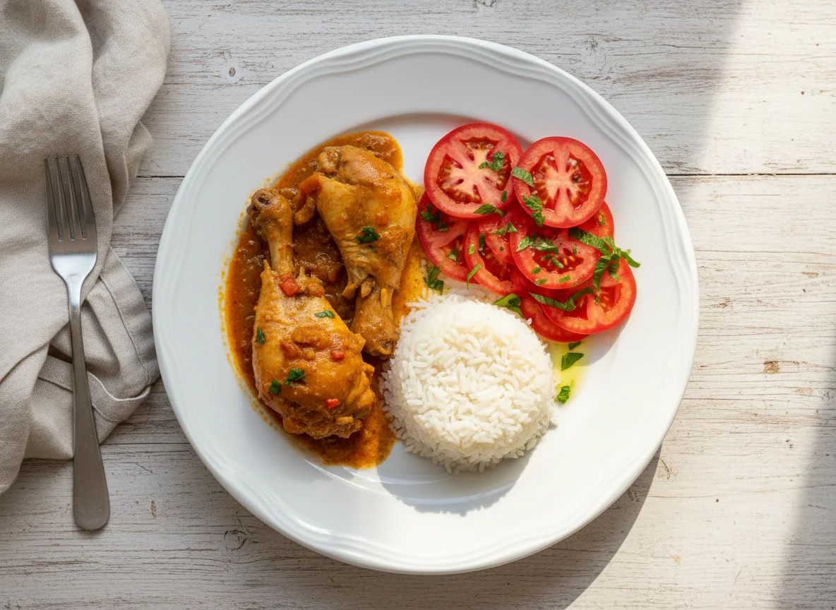 Frango com Arroz e Salada de Tomate photo