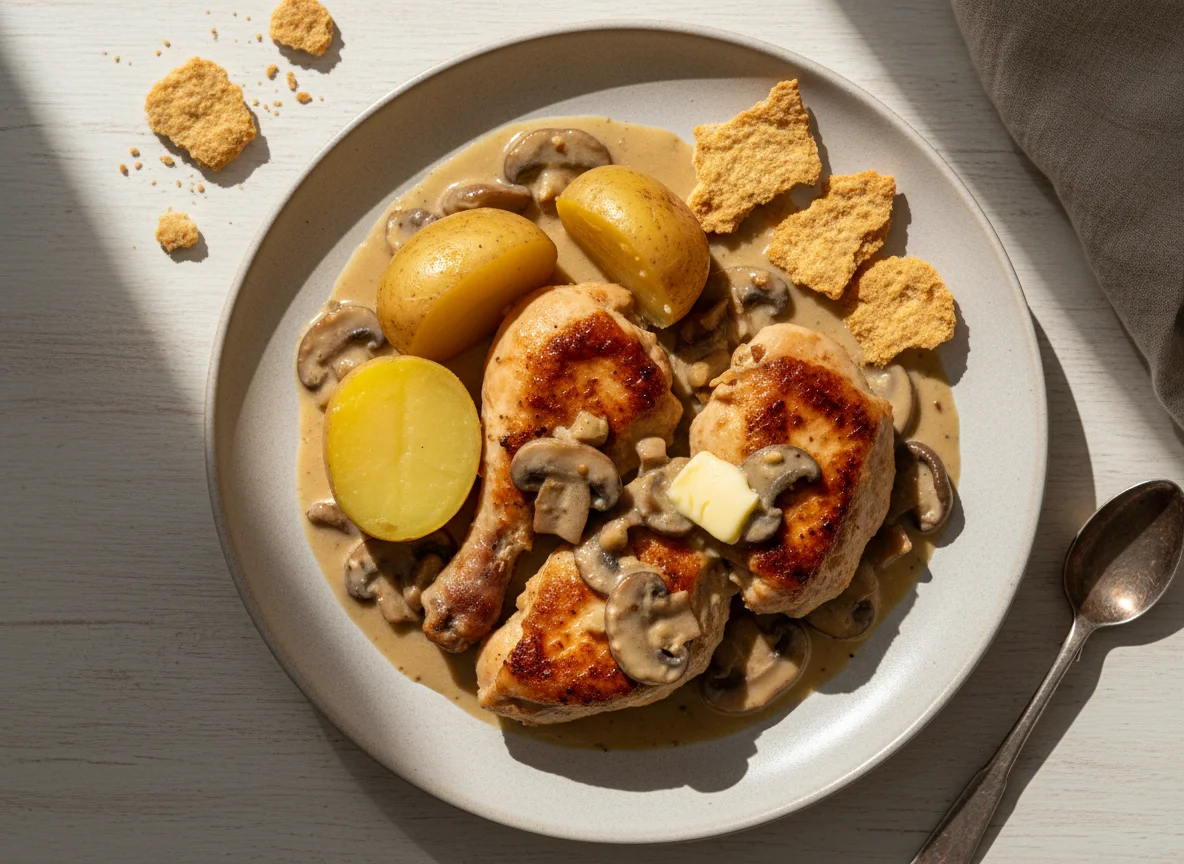 Frango com Batatas e Cogumelos photo