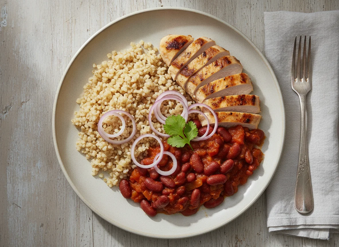 Frango com Bulgur e Feijão Vermelho photo