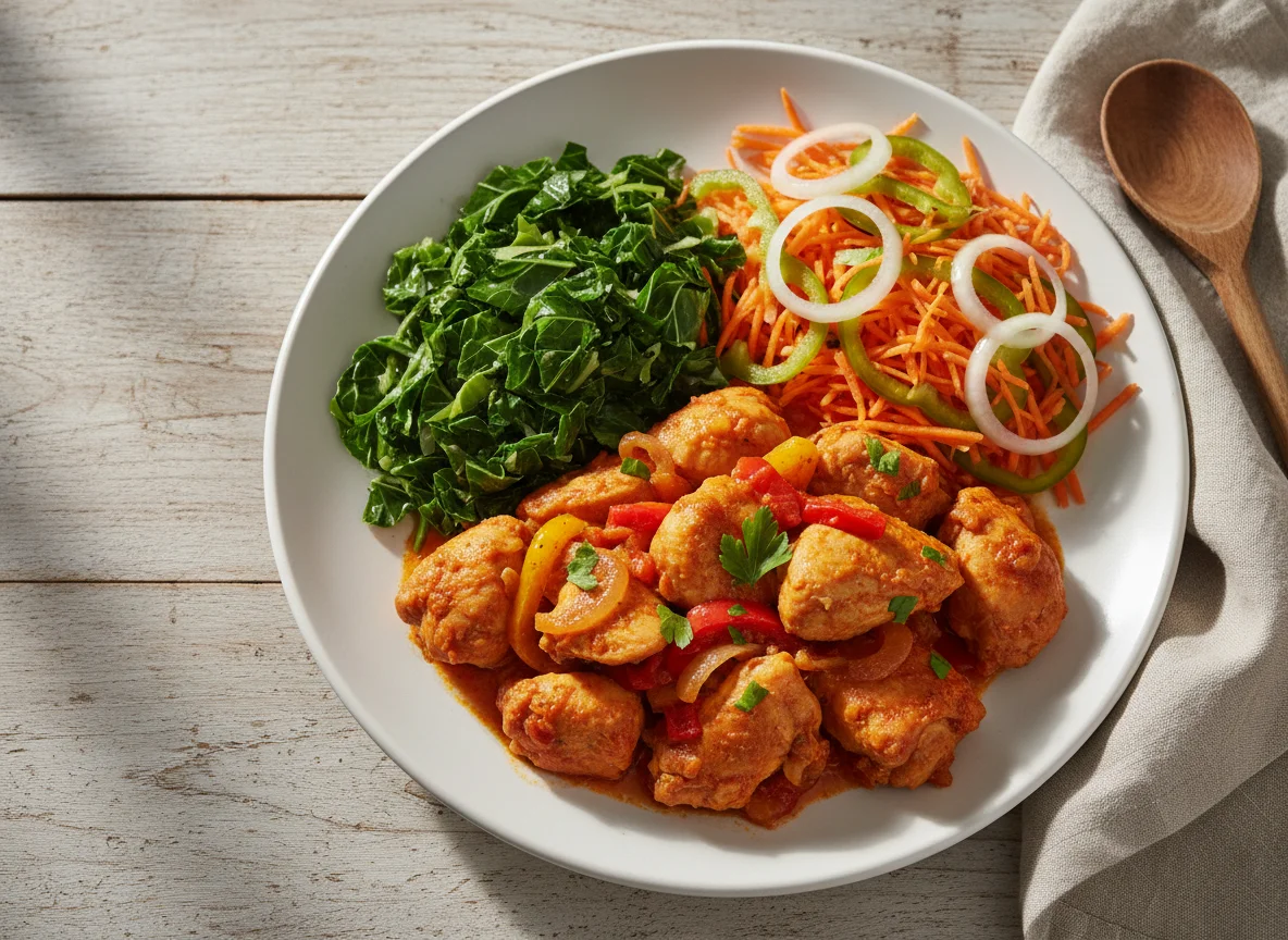 Frango com legumes e salada photo