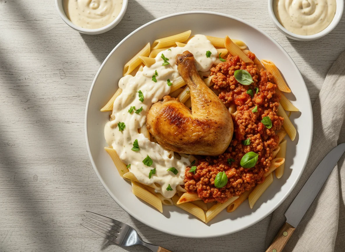 Frango com Massa e Molhos photo