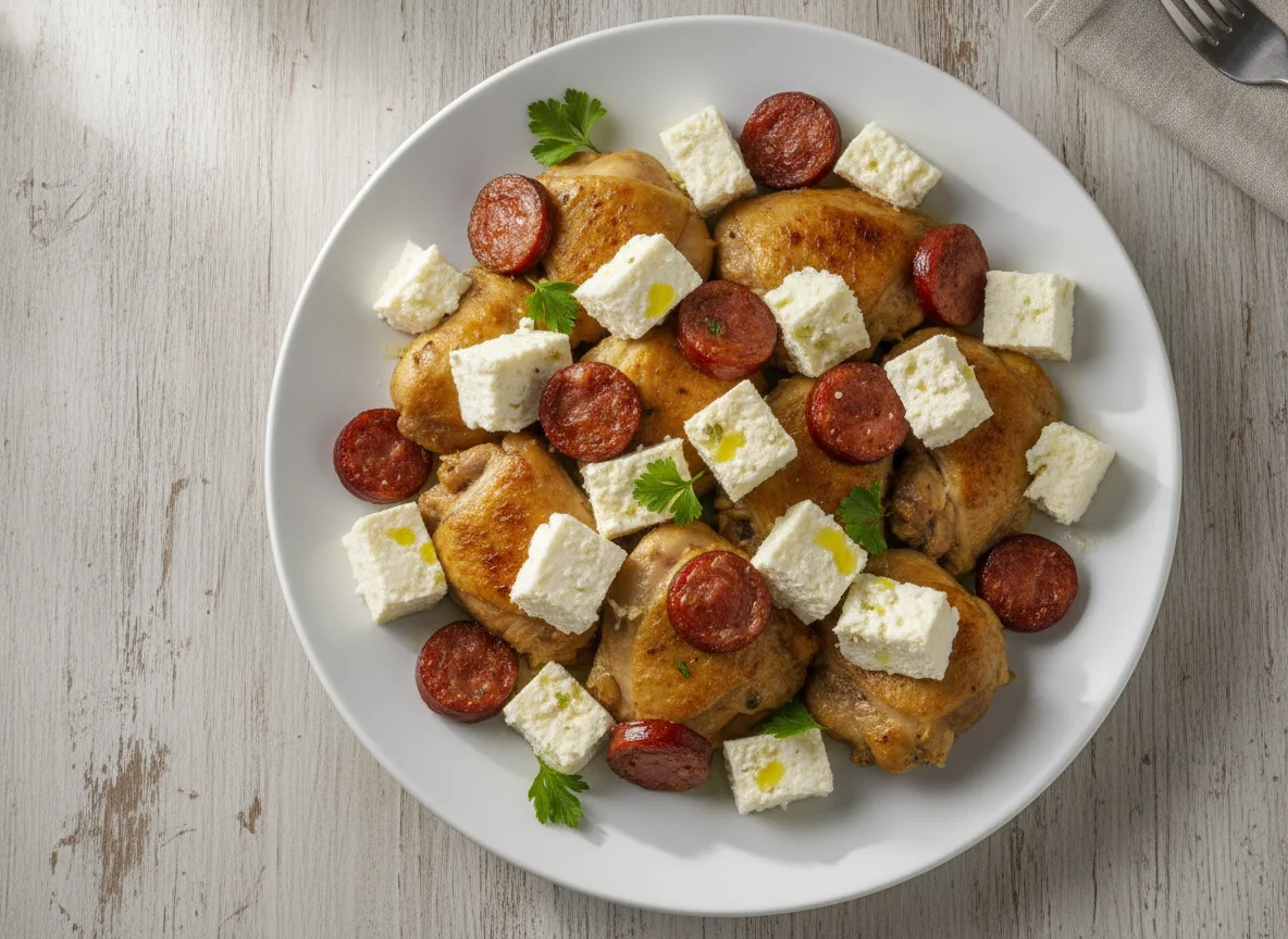 Frango com queijo e linguiça photo
