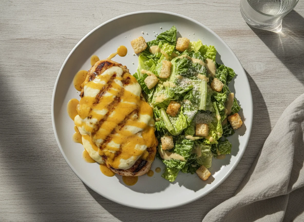 Frango com Queijo e Salada Caesar photo