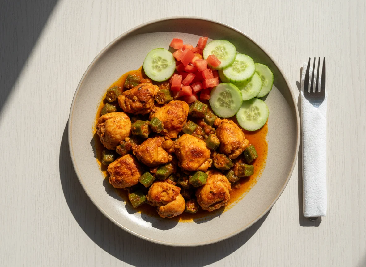 Frango com Quiabo e Salada photo