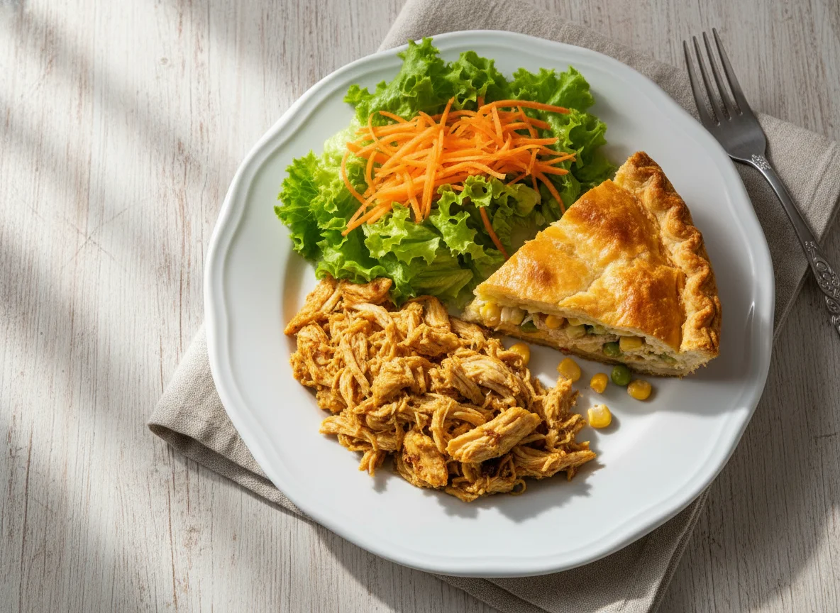 Frango com salada e torta salgada photo