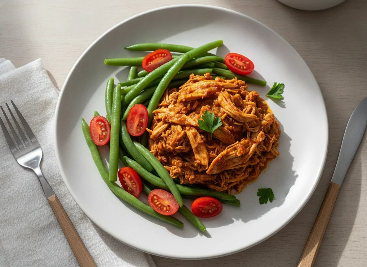 Frango com vagem e tomate photo