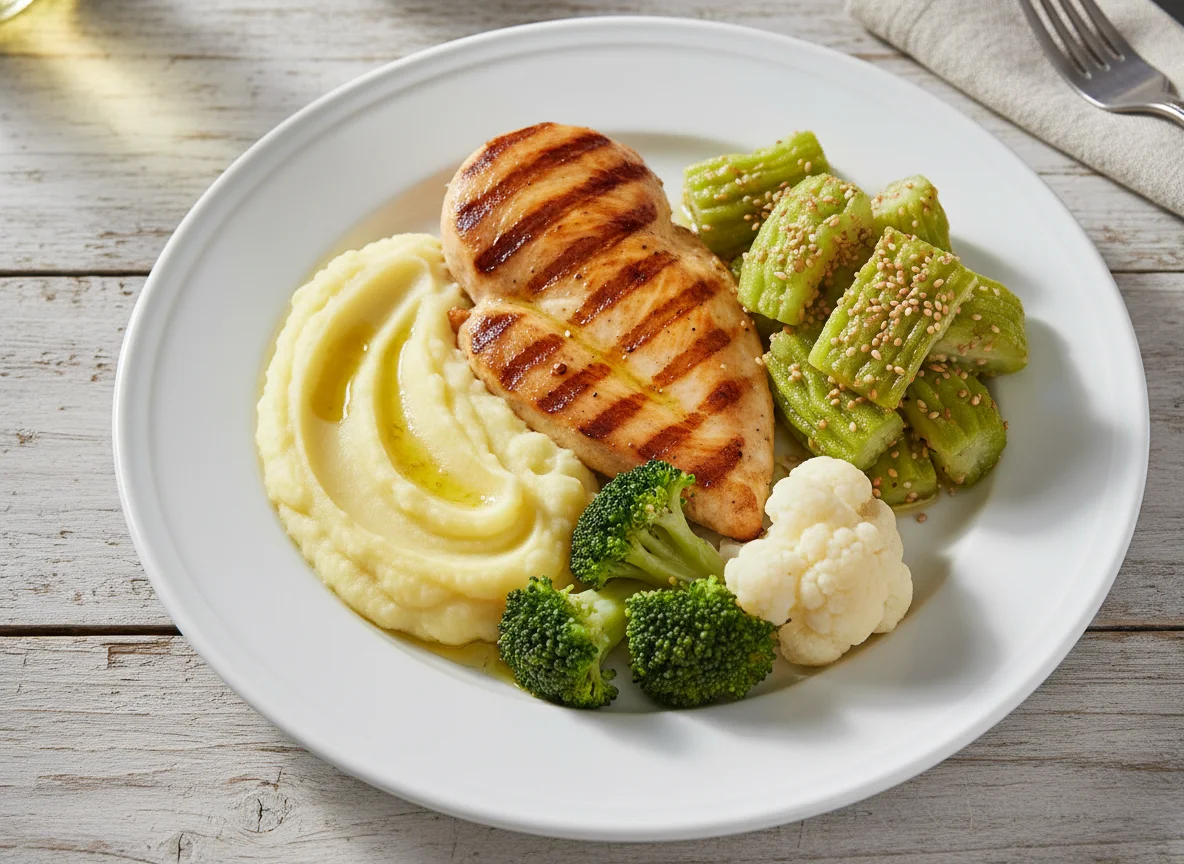 Frango com vegetais variados photo