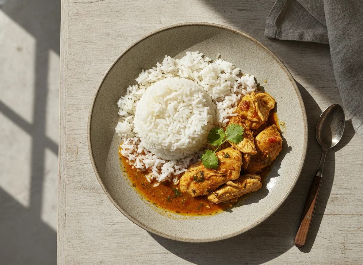 Frango cozido com arroz photo