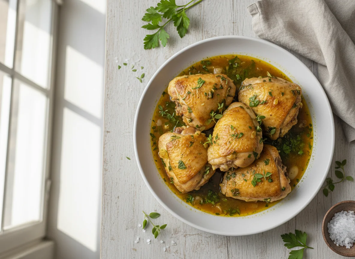 Frango cozido com ervas photo