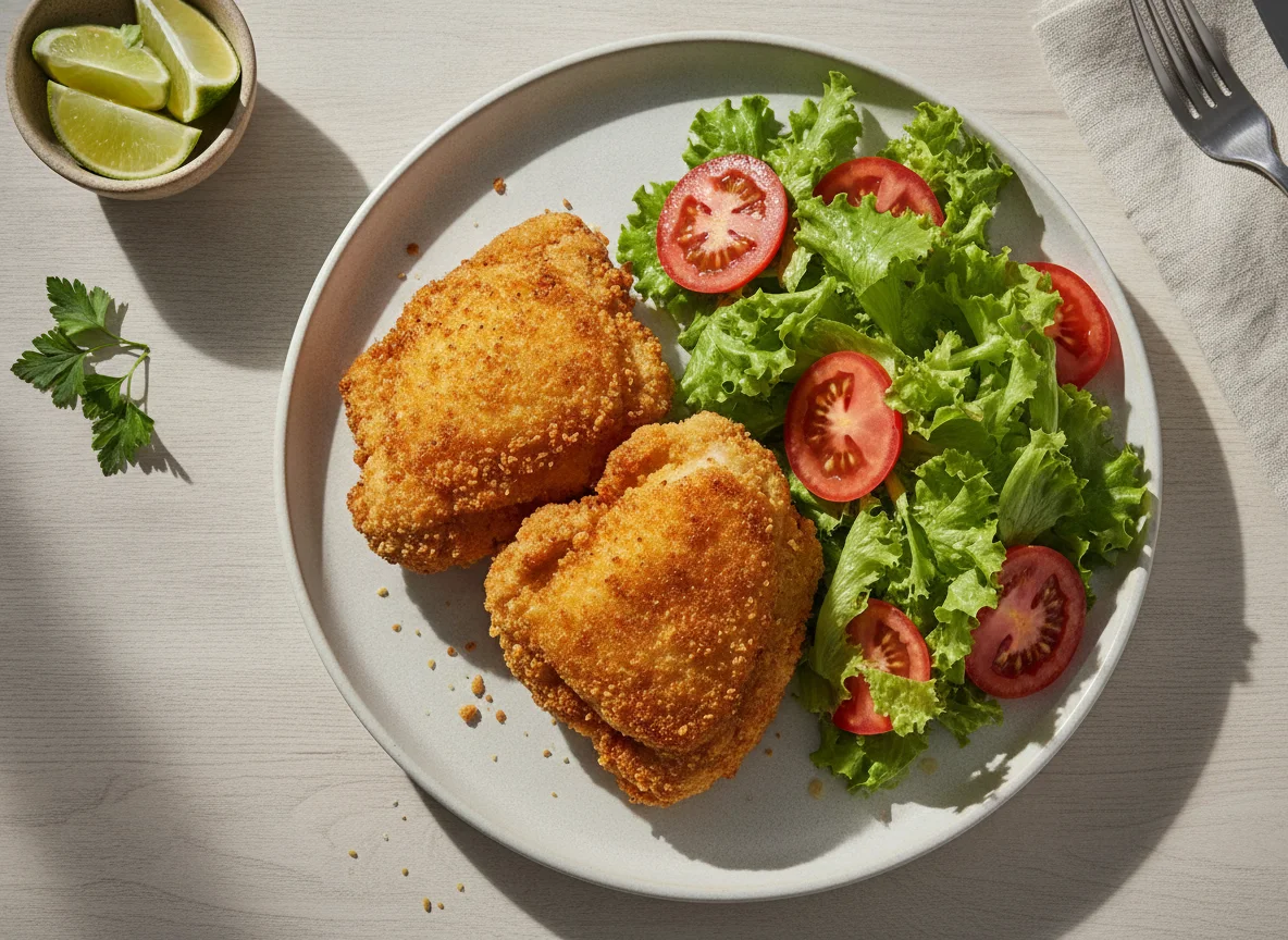 Frango empanado com salada photo
