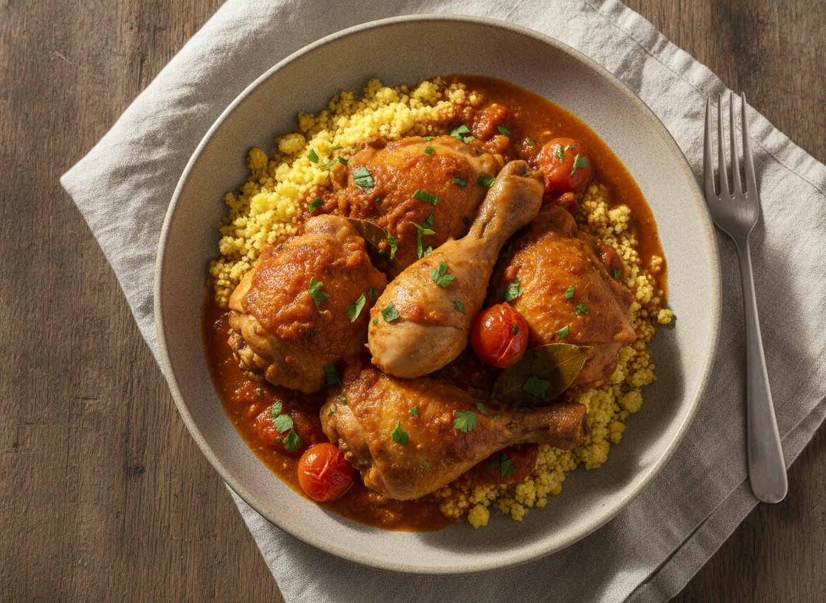 Frango ensopado com cuscuz photo