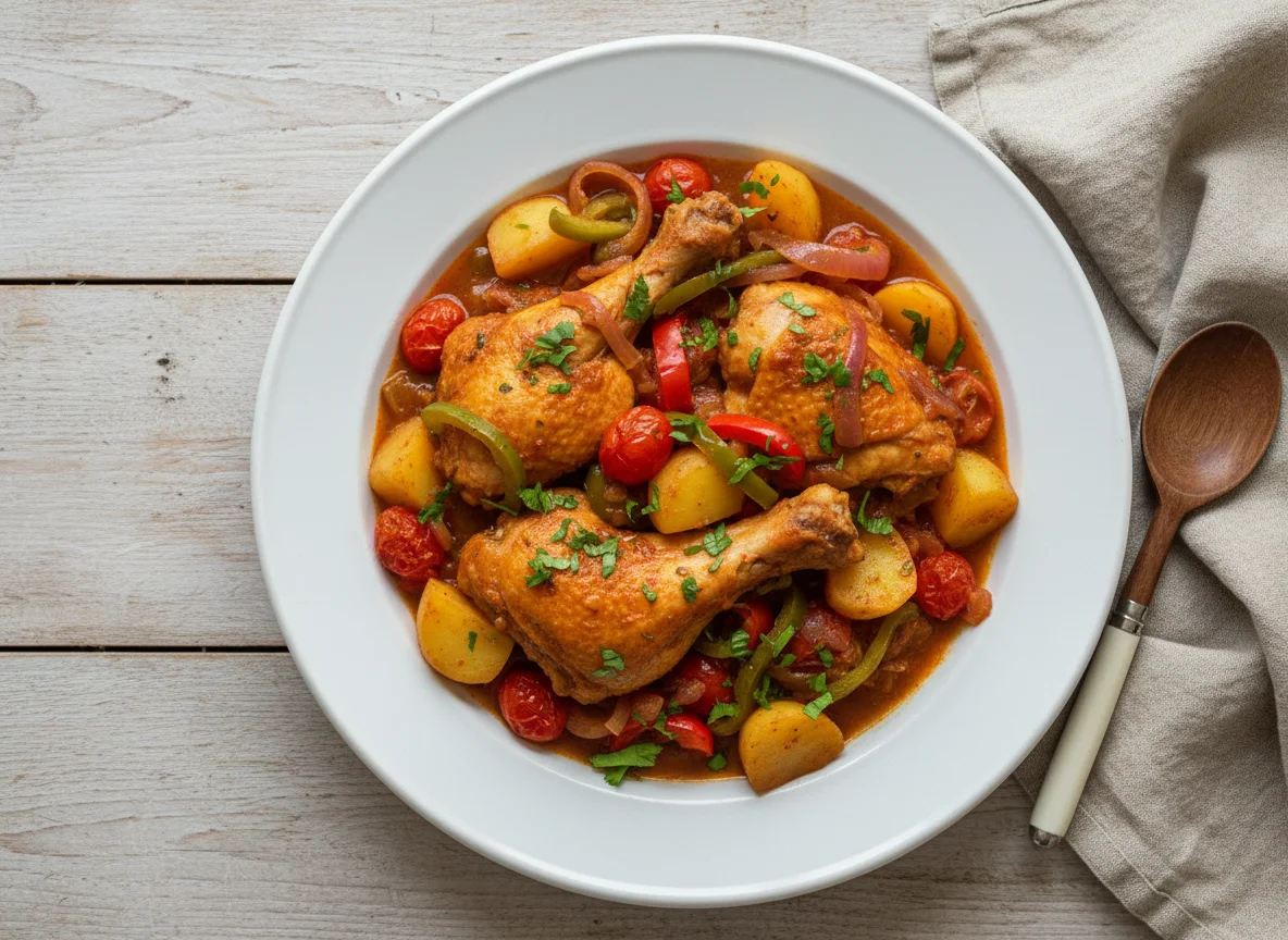 Frango ensopado com legumes photo