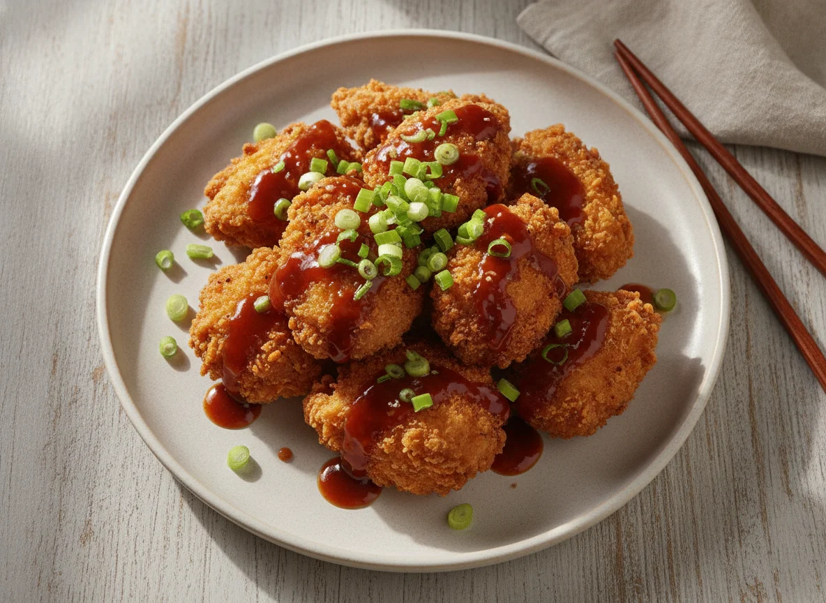 Frango Frito com Molho Teriyaki e Cebolinha photo