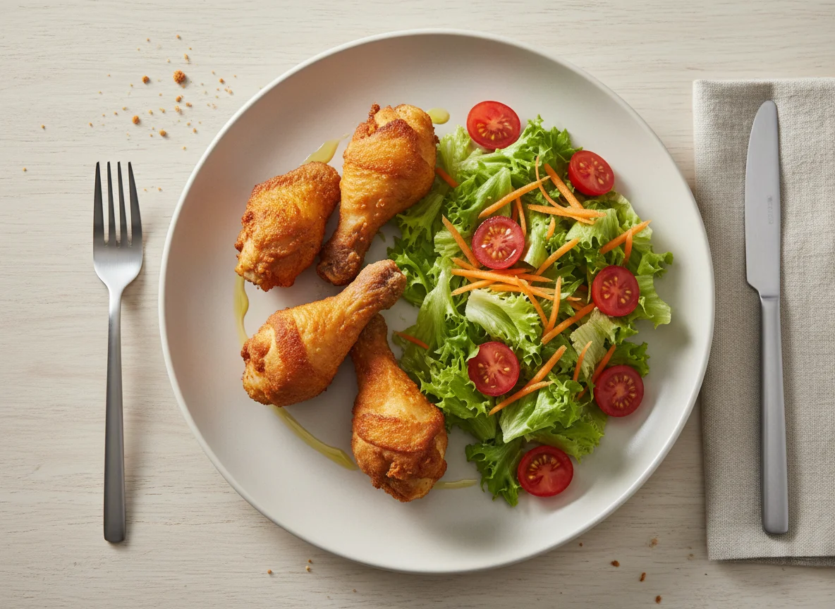 Frango frito com salada photo