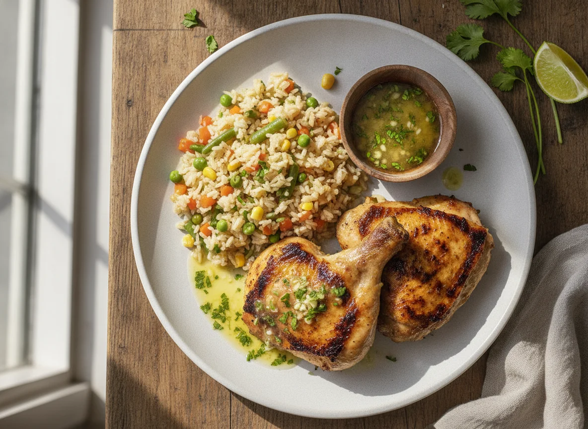 Frango Grelhado com Arroz de Legumes photo