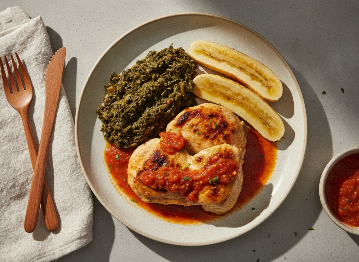 Frango Grelhado com Kizaca e Banana Cozida photo