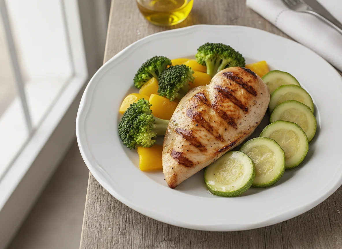Frango grelhado com legumes photo