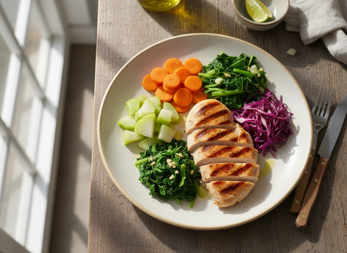 Frango Grelhado com Legumes e Couve photo