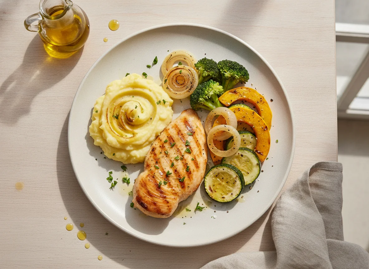 Frango Grelhado com Purê e Vegetais photo