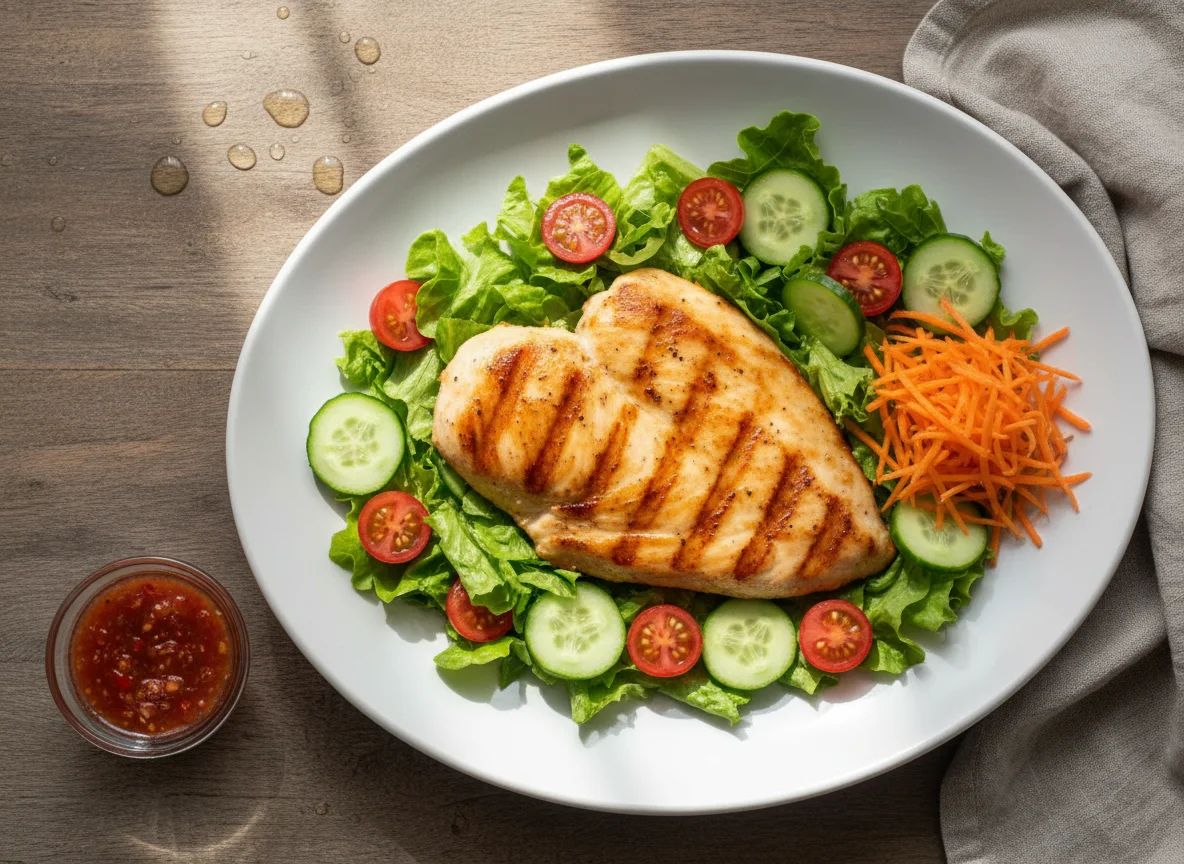 Frango grelhado com salada mista photo