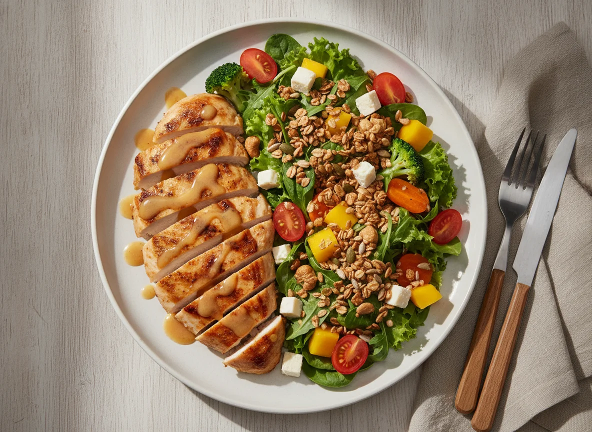 Frango Grelhado com Salada Tropical e Granola photo