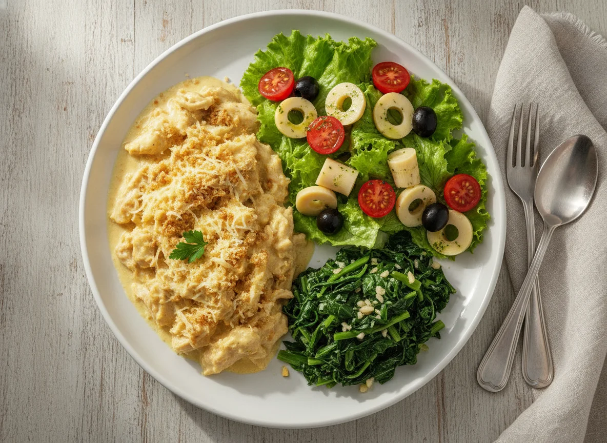 Fricassé de frango com salada e couve photo