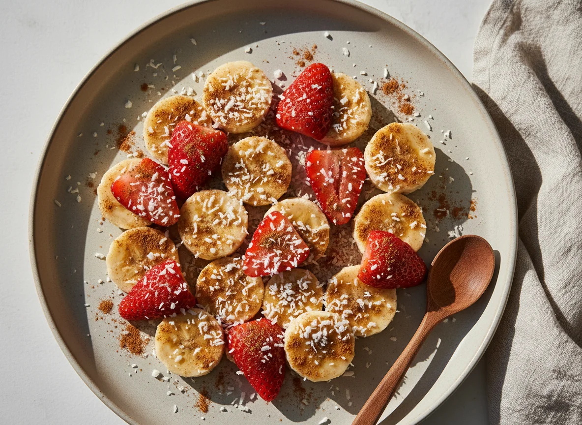 Frutas com canela e coco ralado photo