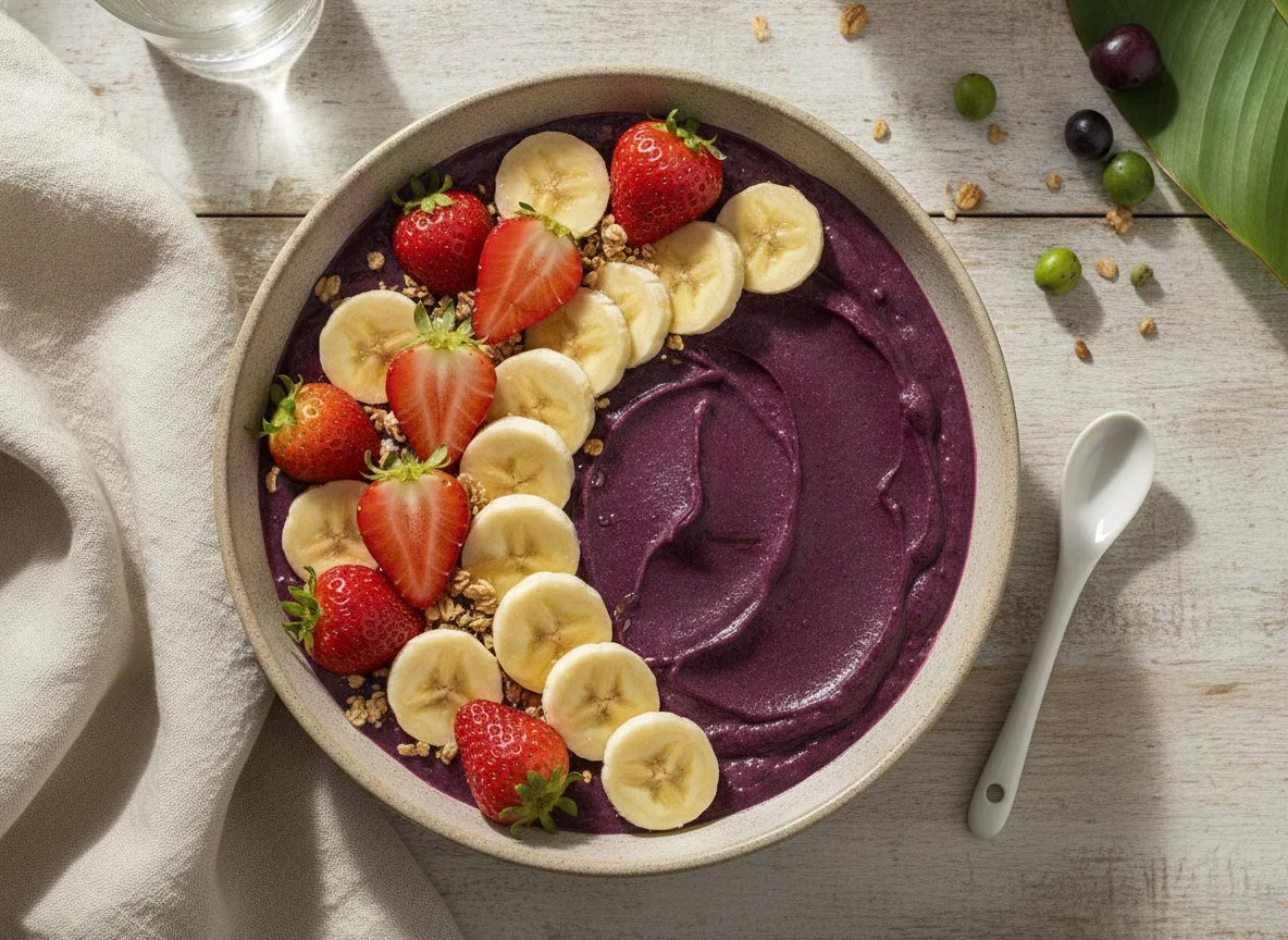 Frutas com creme de açaí photo