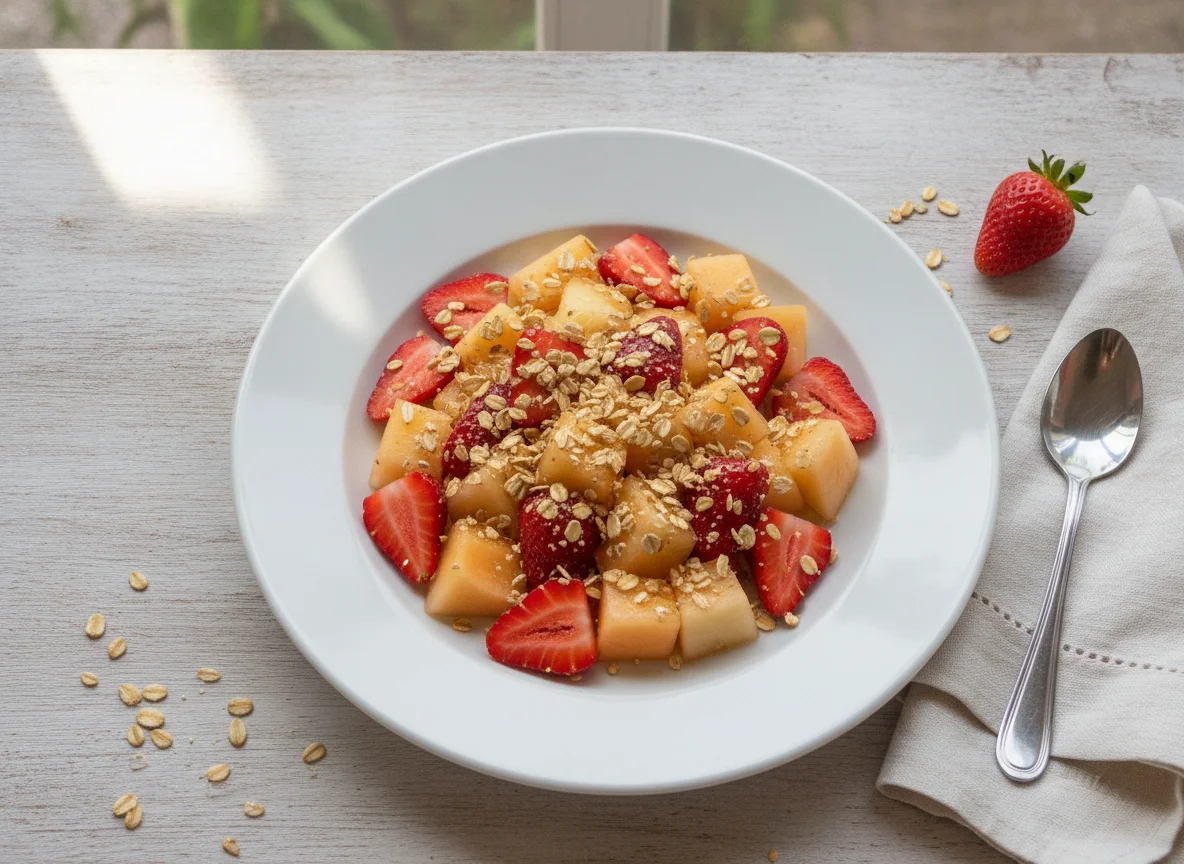 Frutas com farelo de aveia photo