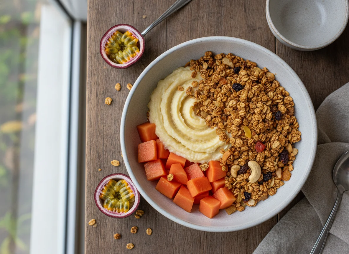 Frutas com granola photo