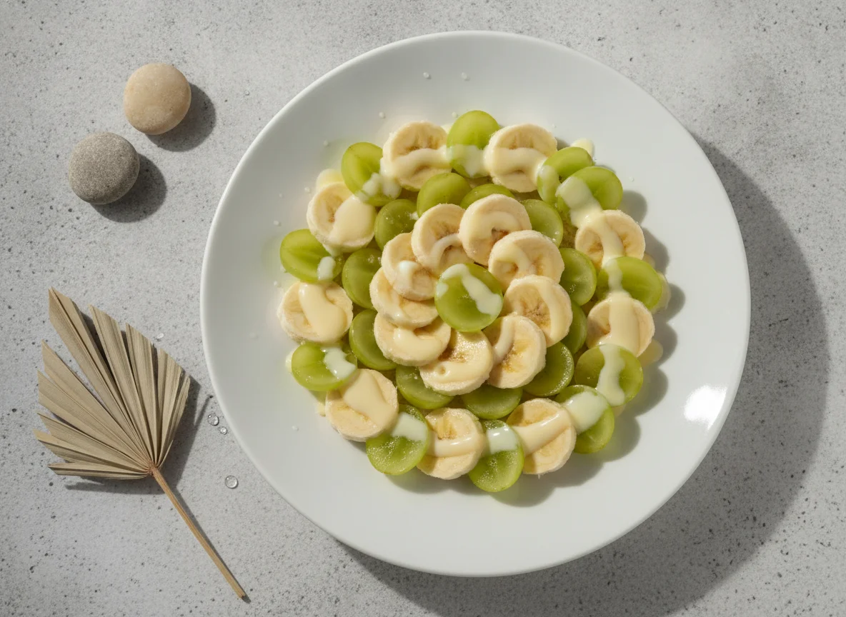 Frutas com molho doce photo