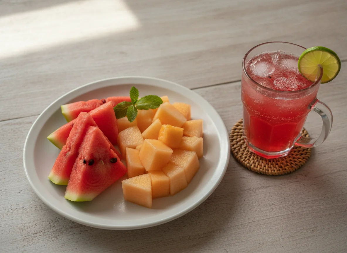 Frutas e bebida vermelha photo