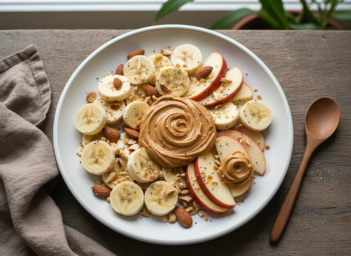 Frutas e Oleaginosas com Pasta de Amendoim photo