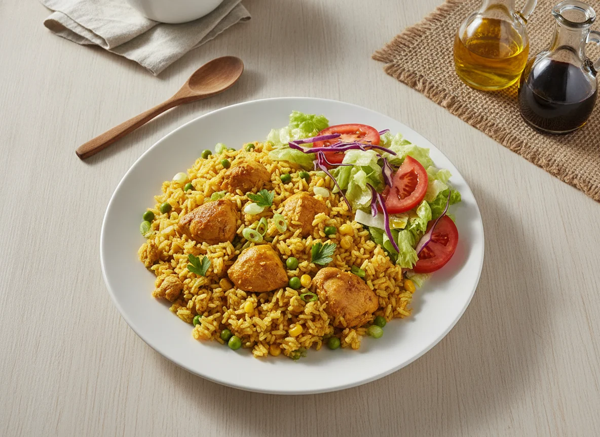 Galinhada com salada mista photo