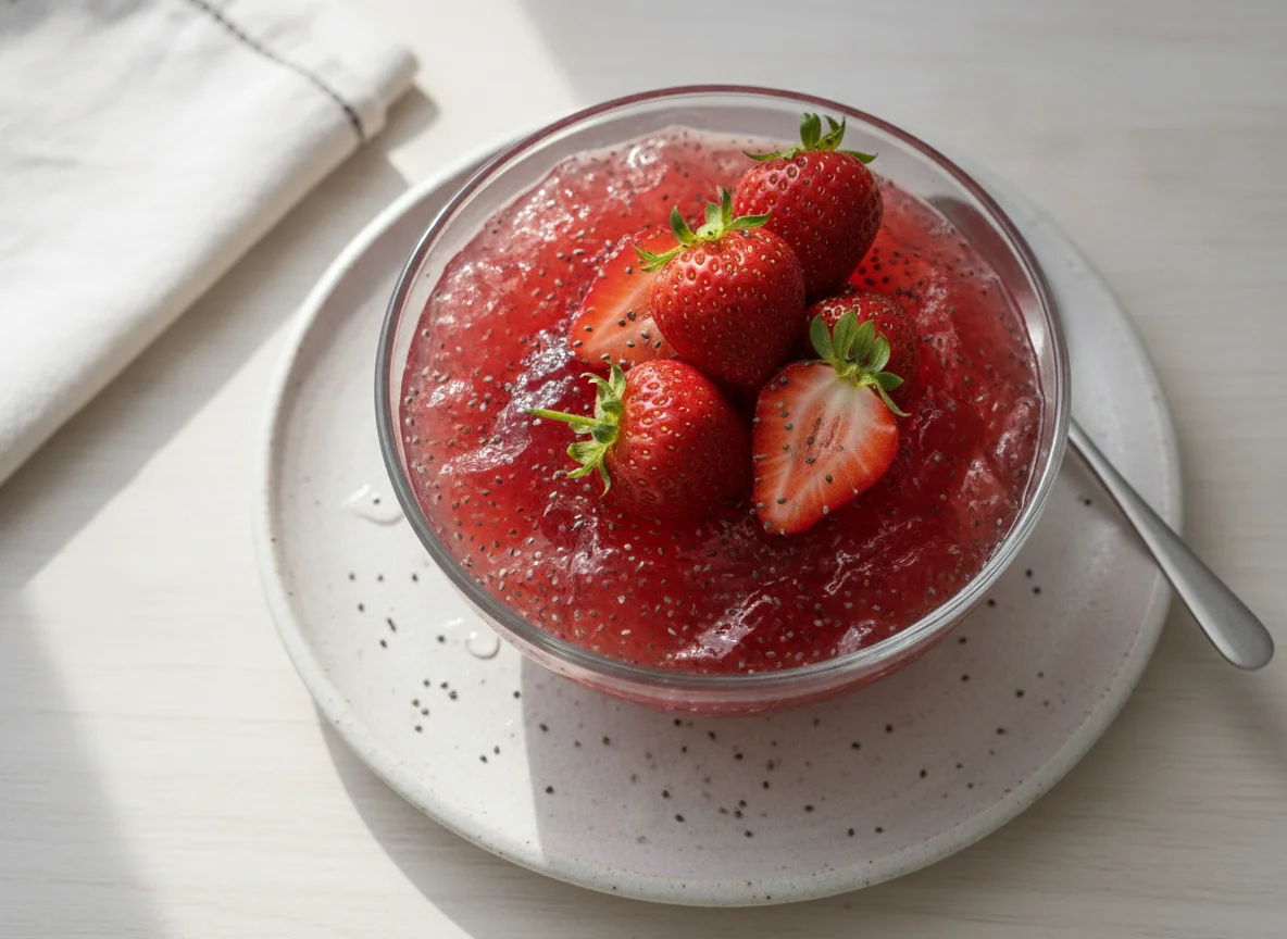 Gelatina de morango com chia photo