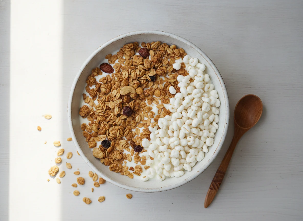 Granola com cereais e iogurte photo