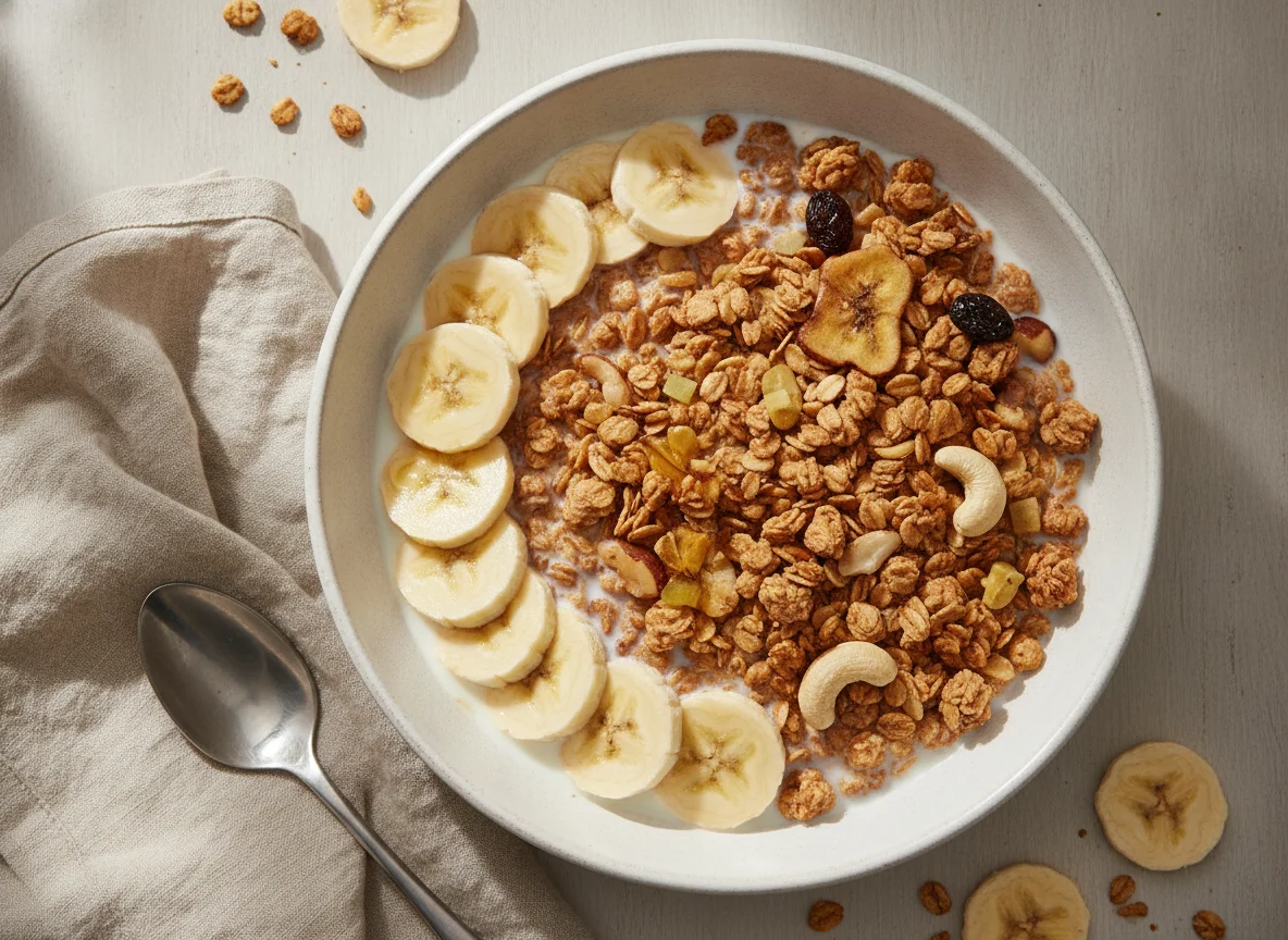 Granola com Leite e Banana photo