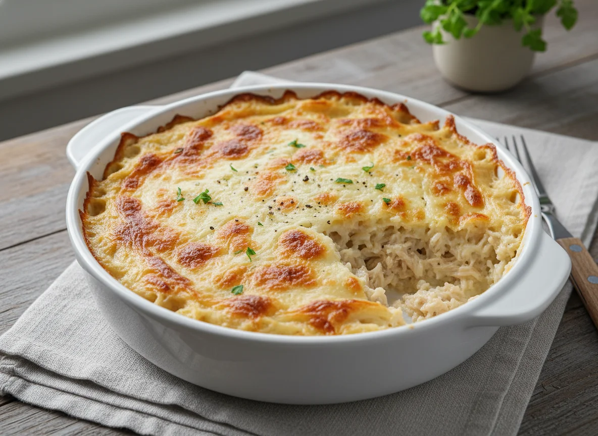 Gratinado de Arroz e Frango com Queijo photo