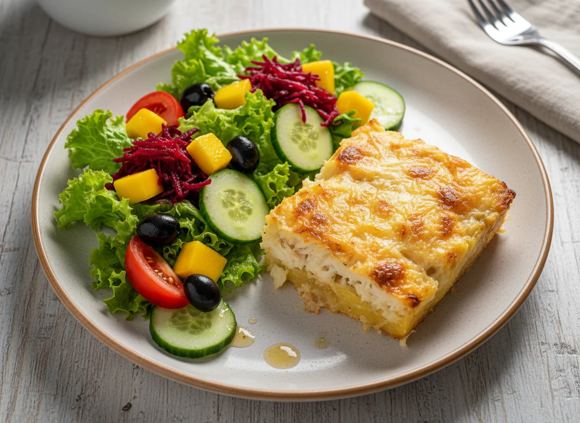 Gratinado de bacalhau com salada photo