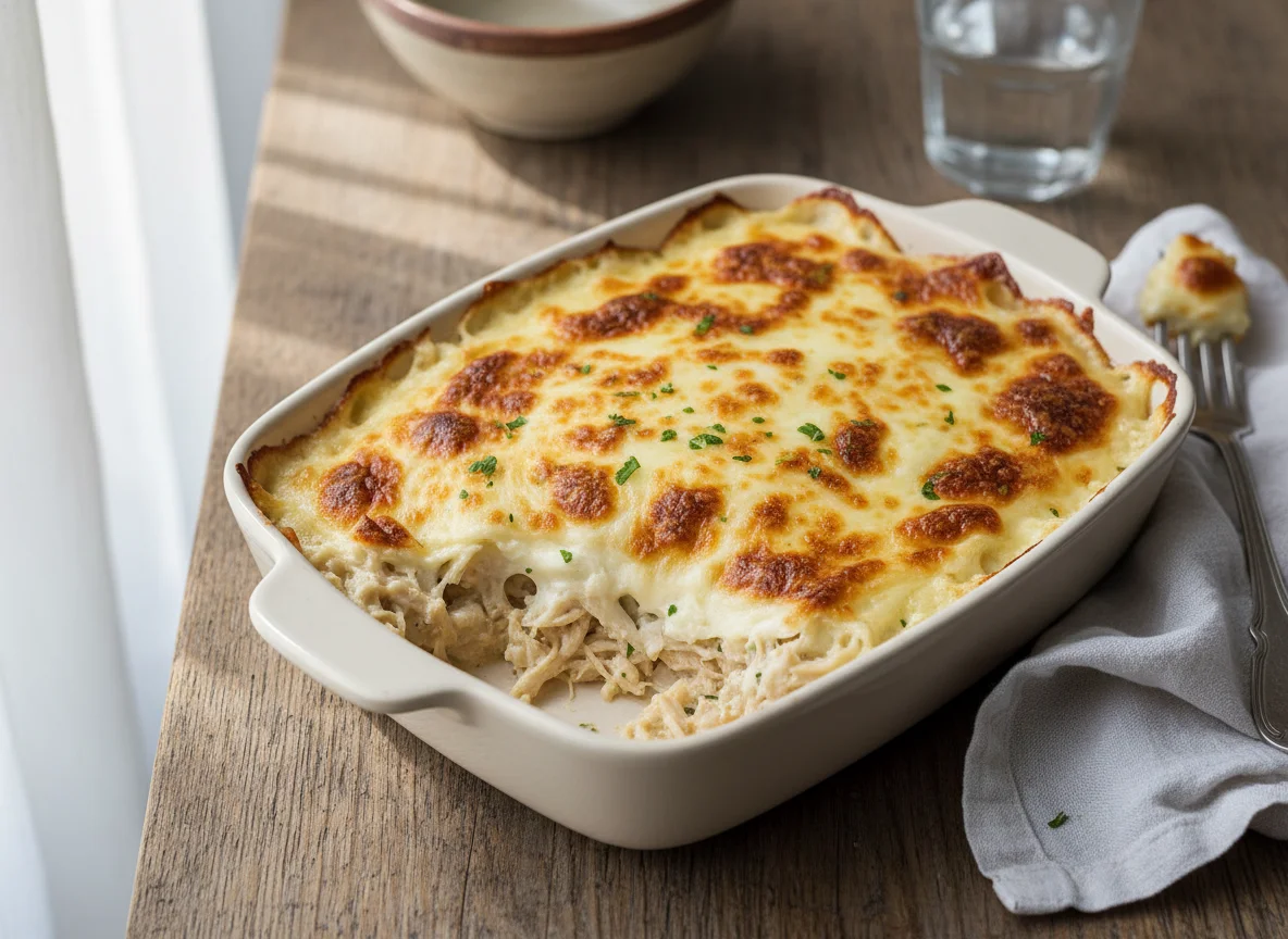 Gratinado de frango com queijo photo