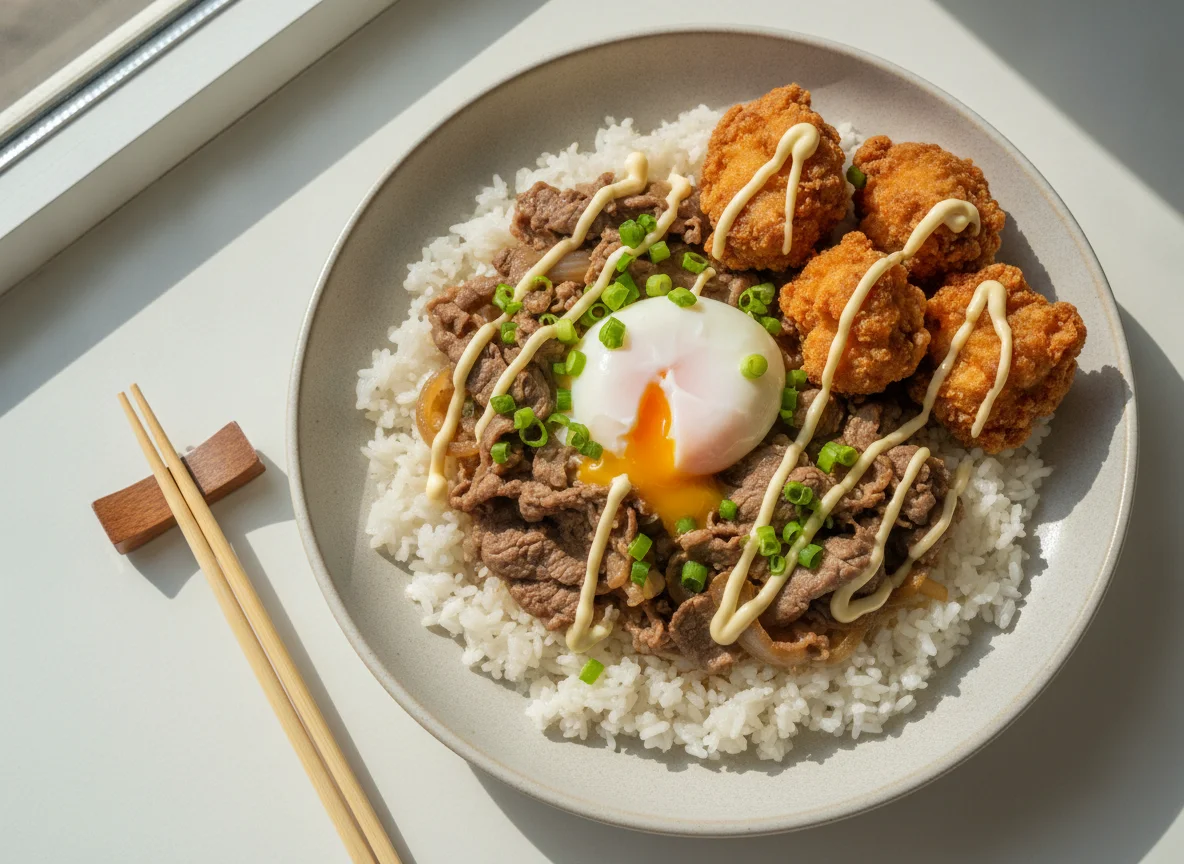 Gyudon com Karaage photo