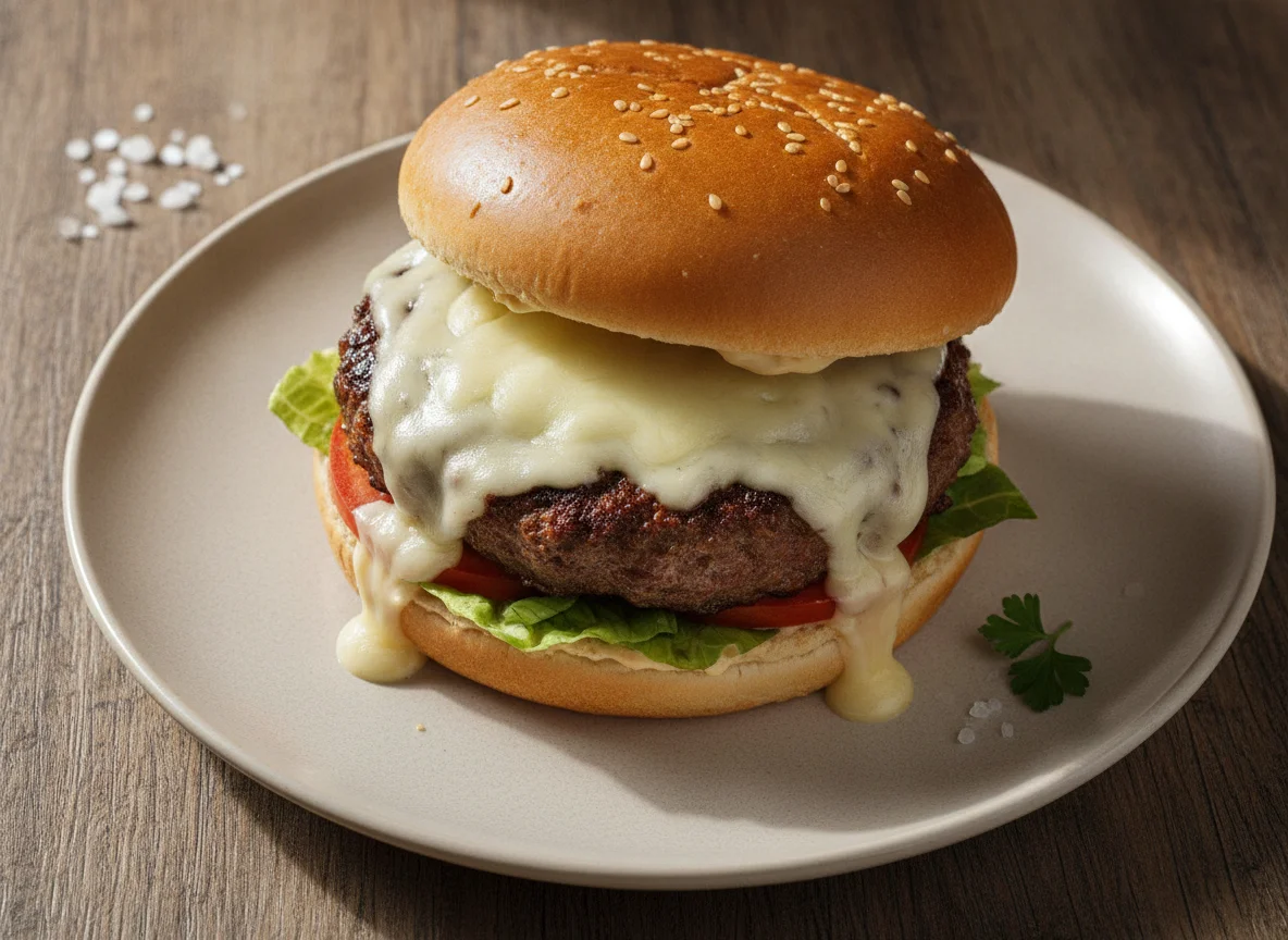 Hambúrguer caseiro com queijo photo