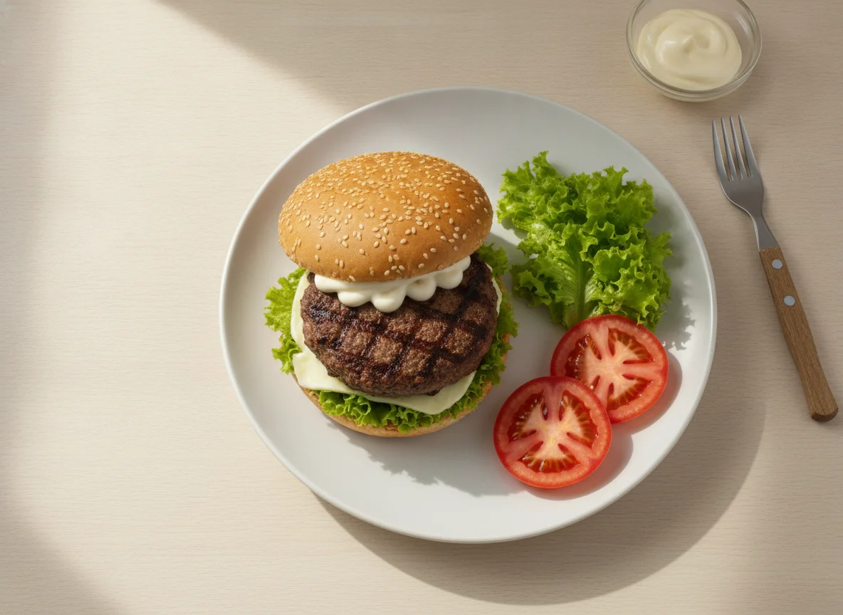 Hambúrguer caseiro com salada photo