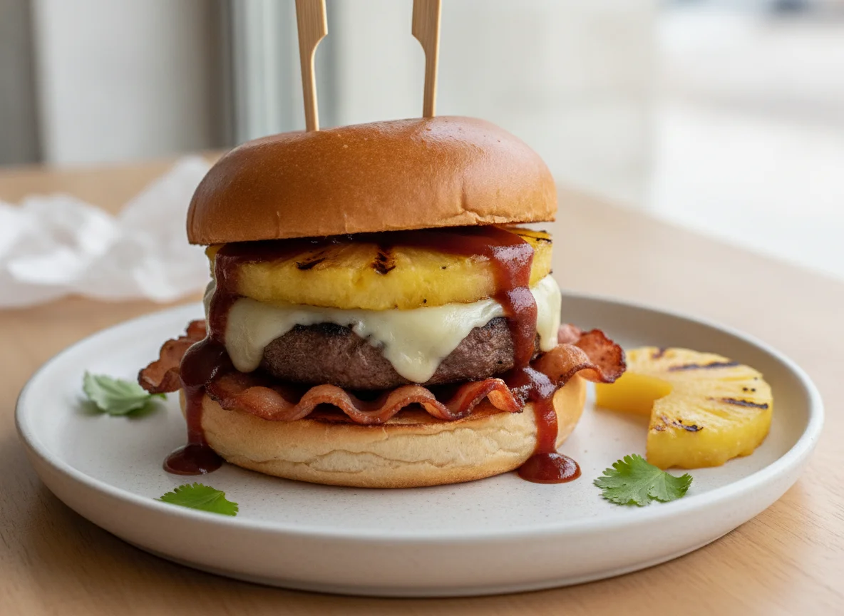 Hambúrguer com Abacaxi e Bacon photo