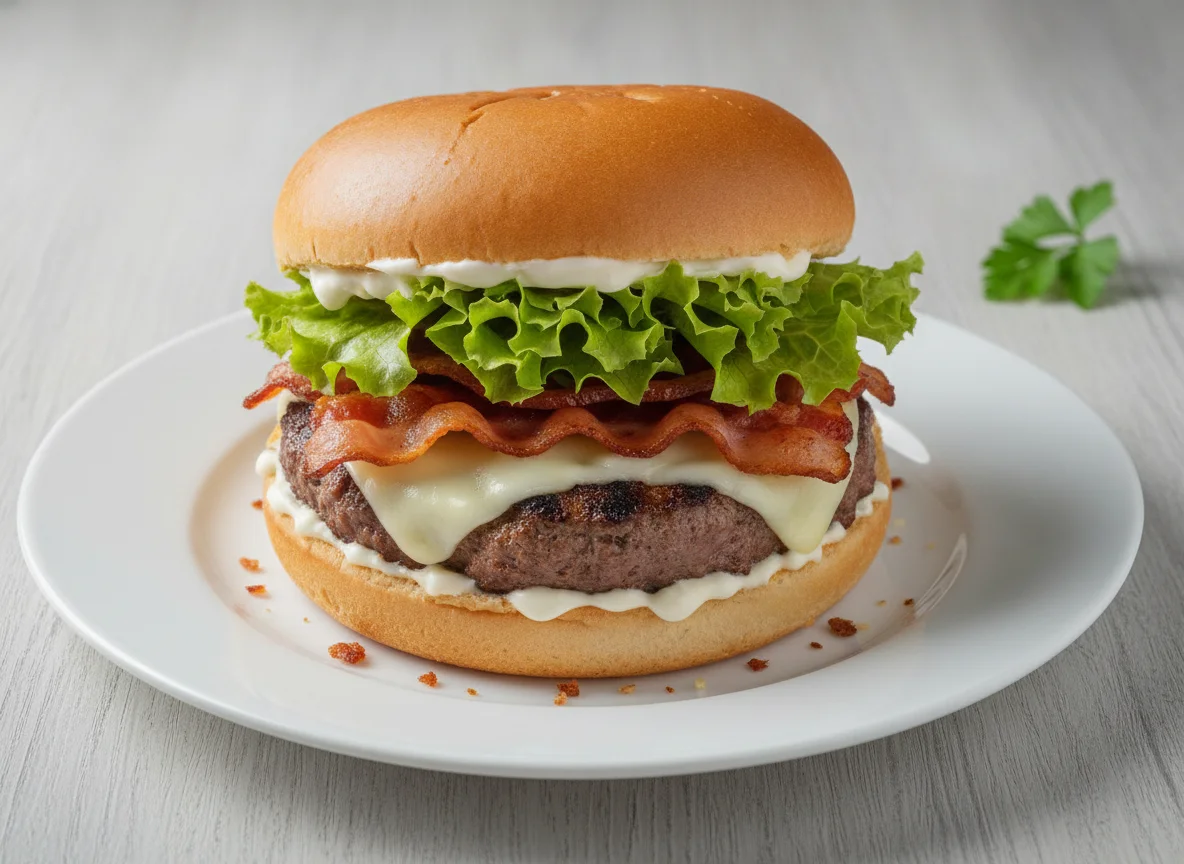 Hambúrguer com Bacon e Alface photo