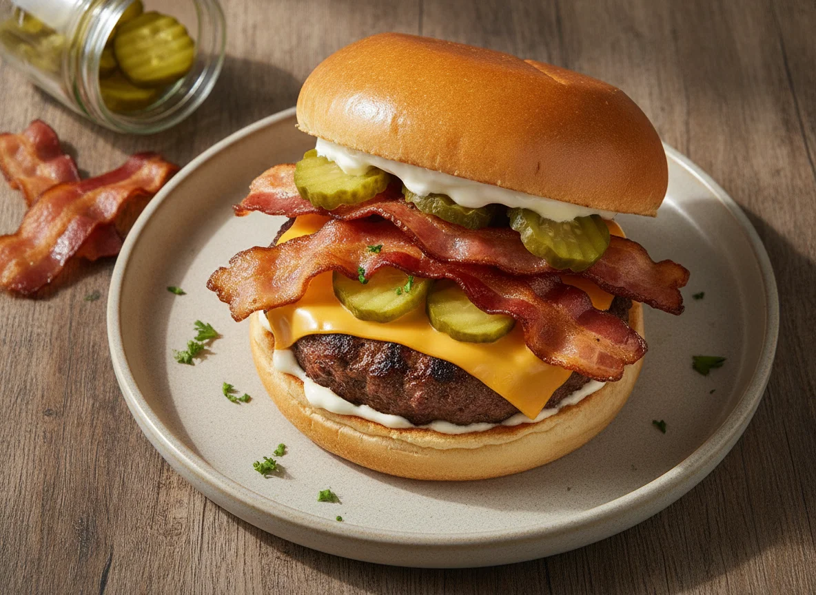 Hambúrguer com Bacon e Picles photo